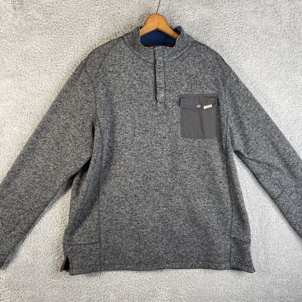 Woolrich 1/4 Snap Fleece Pullover Adult Large Gray Jacket Mock Neck